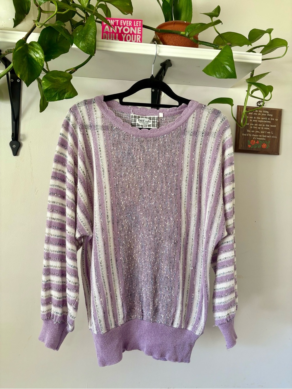 Soft Lavender Striped Women's Sweater - Unknown Brand